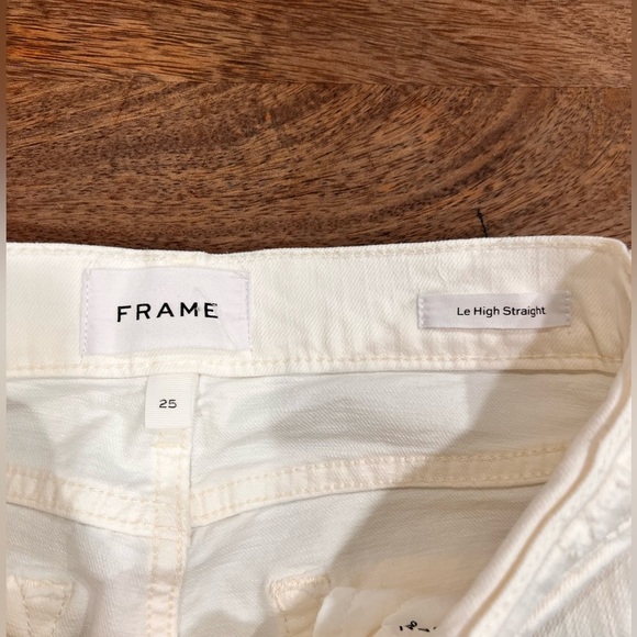 Frame Le High Straight White Distresses Denim Pants Size 25 - Picture 4 of 7